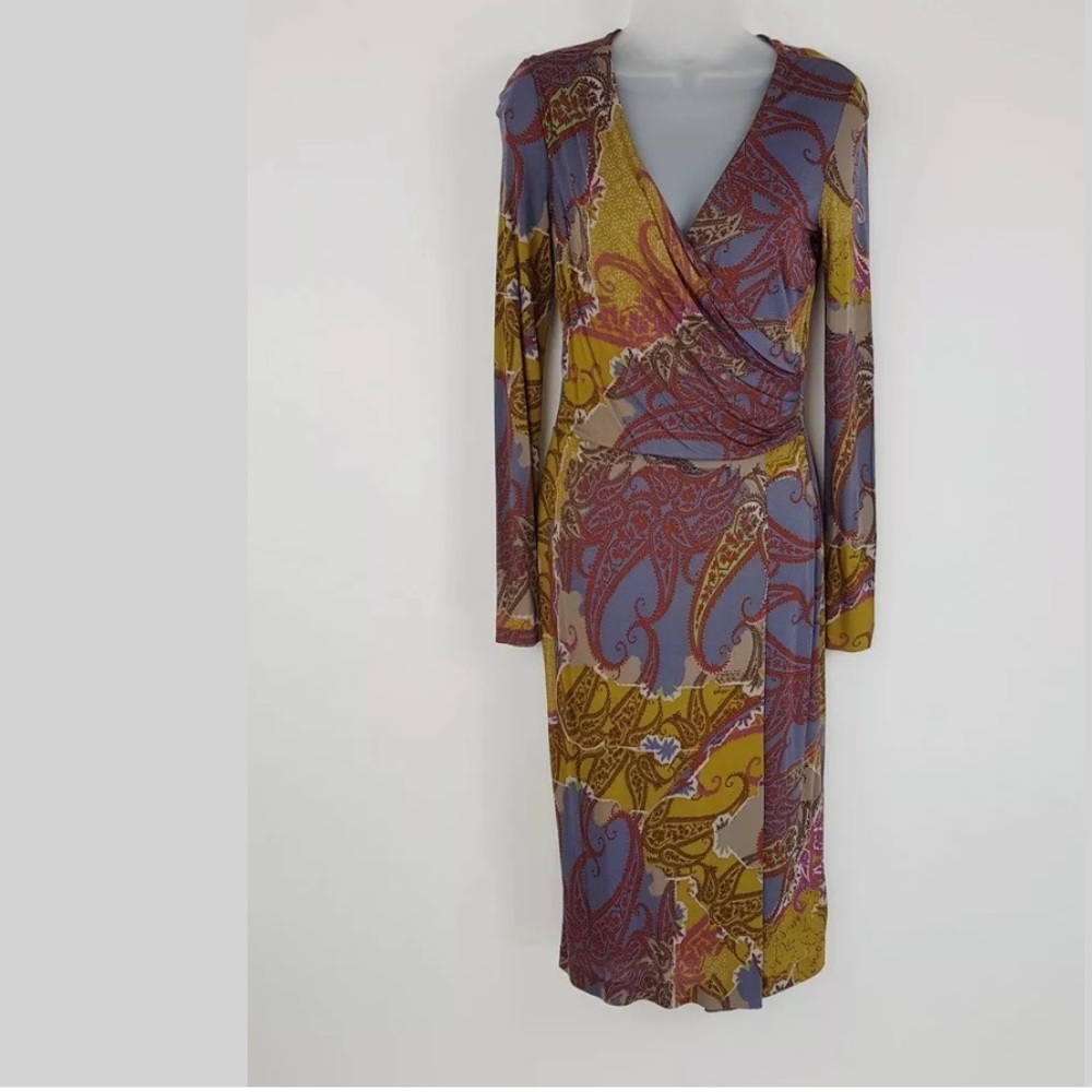 ETRO V-Neck Faux Wrap Dress